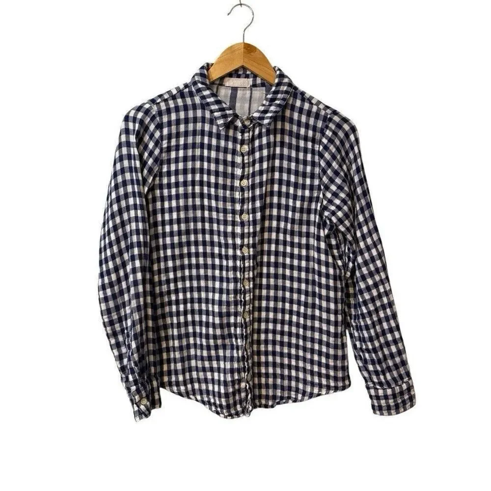 CP Shades Shirt Womens XS Blue Plaid Double Cloth Cotton Button Front USA